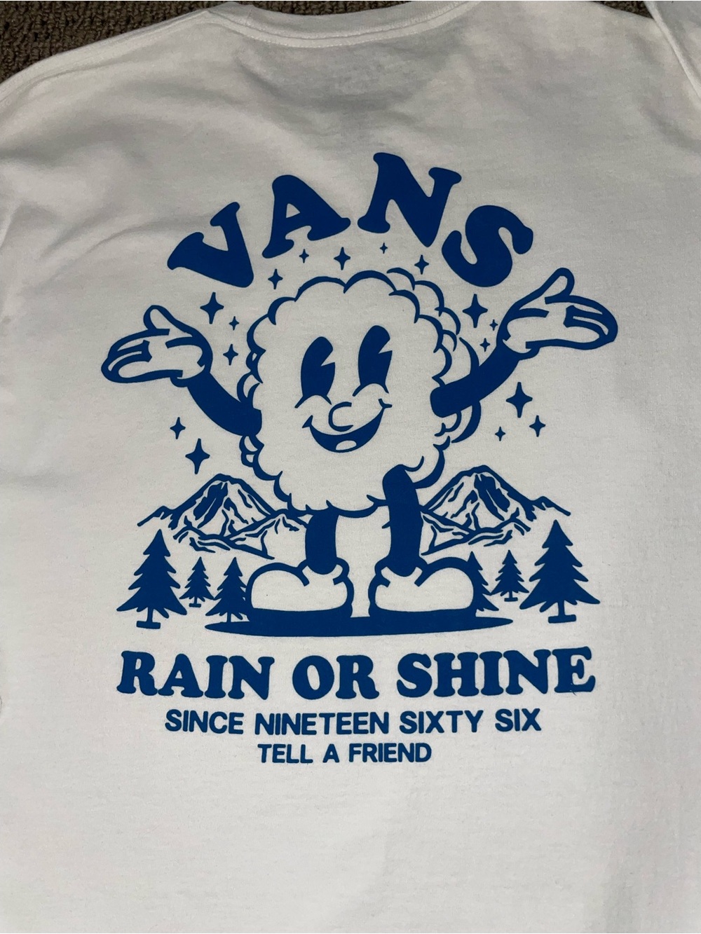 Vans 100% Cotton ”Rain or Shine” Long Sleeve Graphic Tee White Men’s Medium - Picture 3 of 10